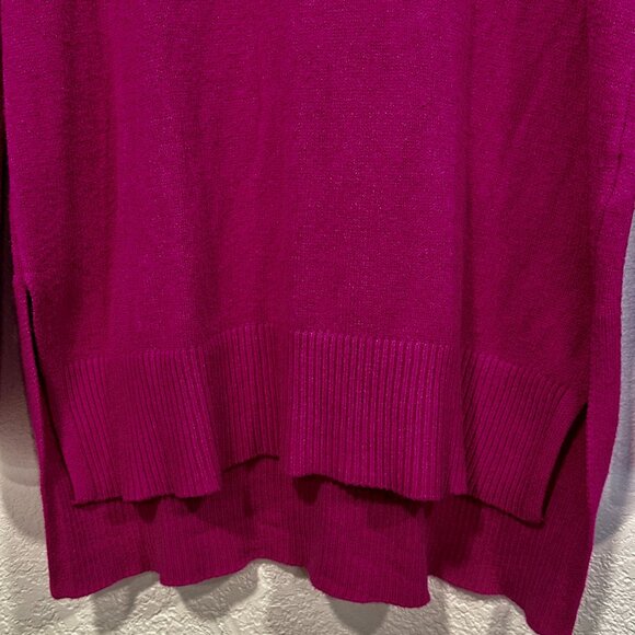 Tahari Pullover Sweater Fuchsia Pink HiLo Hem Long Sleeves Size Petite Small S/P - Picture 6 of 8